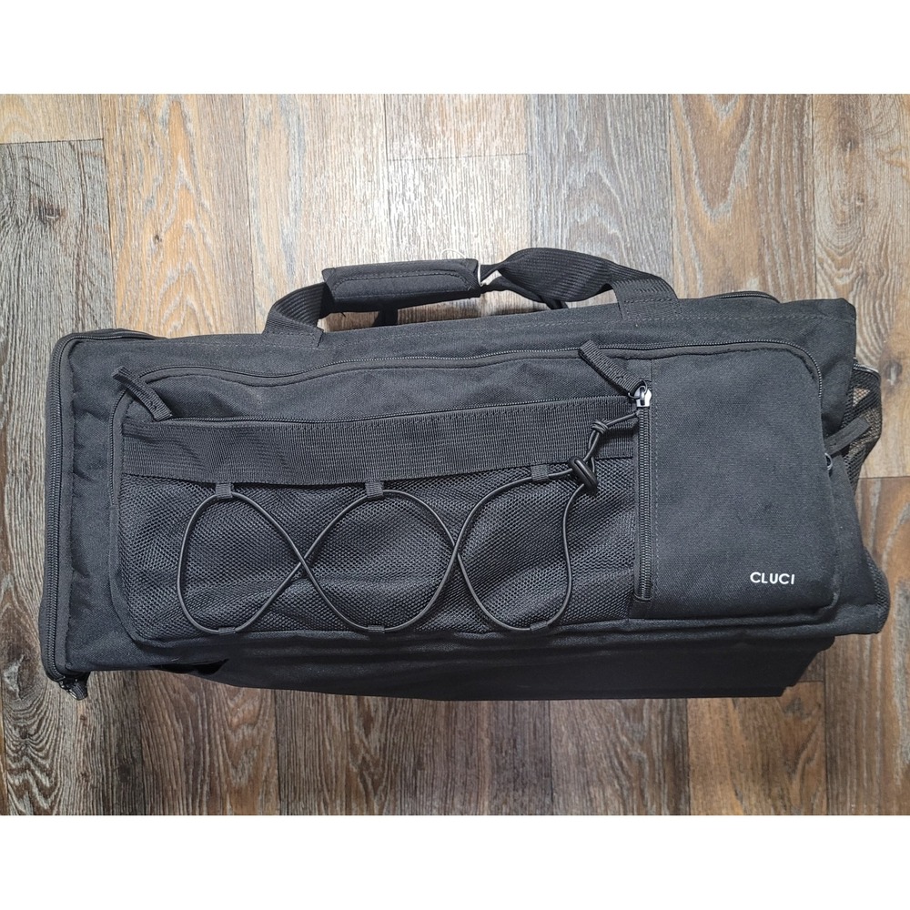 CLUCI Black Canvas Duffel Bag Travel Gym Sports Weekender Multi Pocket Large
